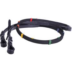 Leather Reins QHP Web Reins with Coloured Stops Pony (250cm)