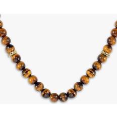 BOSS Tiger Eye Beaded Necklace, Brown/Multi