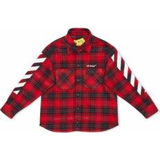 Red Shirts Off-White Kids Diag-stripe plaid shirt kids Cotton/Polyester Red