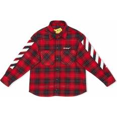 Rutiga Överdelar Off-White Off-White Kids Logo checked cotton-blend shirt