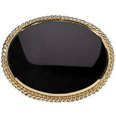 Yellow Brooches 9ct Yellow Gold Whitby Jet Oval Rope Edge Brooch Yellow Gold