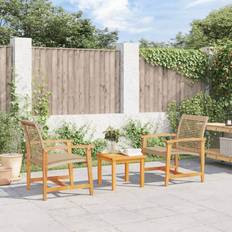 Rattan Sintetico sedie da giardino vidaXL Sedie Da Giardino 2pz Beige In Polyrattan E Legno Di Acacia