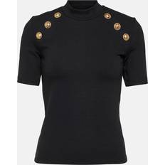 Balmain Women T-shirts Balmain Embellished jersey T-shirt black (UK 12)