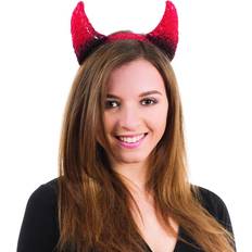 Red Headgear Bristol Novelty Adults Devil Horns Halloween Headband Red/black