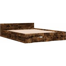 Sängar & Madrasser vidaXL Med Lådor Rökfärgad EK 150x200 cm Konstruerad Trä Sängram