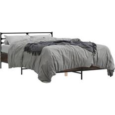 Beds & Mattresses vidaXL Bettgestell Braun Eichen-Optik 135x190 cm Bettrahmen