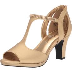 Women - Yellow Heeled Sandals Easy Street Flash Womens Gold Pump W2