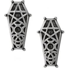 Alchemy Gothic Örhängen Hex Coffin armband för Dam silverfärgad