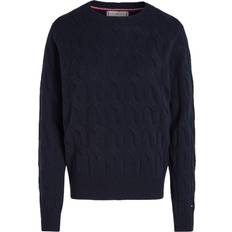 Pull en tricot - Rouge Pulls Tommy Hilfiger Soft Wool Cable Womens Jumper Navy