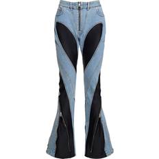 MUGLER Spiral Denim & Jersey Zip Skinny Jeans