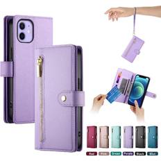 Apple iPhone 12 mini Wallet Cases GANGXUN (Purple) Flip Case for iphone 12 Mini Wrist Strap Wallet Compartment Kickstand Multifunctional Card Slots