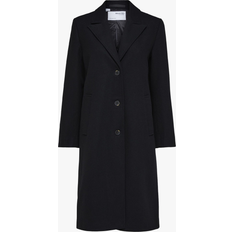 Dame - Sort - Uldfrakker Selected Femme Slfnew Alma Wool Coat Noos Kvinde Sort Overgangsjakker Polyester hos Magasin