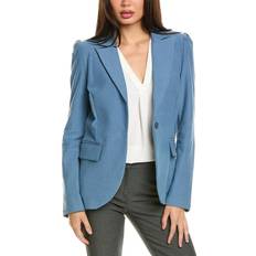 Denim Blazers Badgley Mischka Denim Puff Sleeve Blazer -