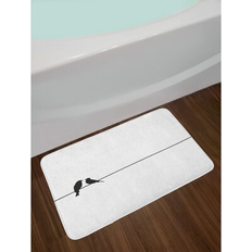 Bathroom Accessories East Urban Home Minimal Lovewith Romantic Dove Bath Rug Black/Gray/White Polyester