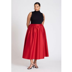 Eloquii Plus Sunburst Pleated Skirt Red