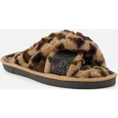 Faux Leather - Women Slippers Dune London Women's Ladies Winta Diamante Cross Strap Faux Fur Slippers Multi 6.5/6/7/7.5