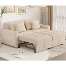 YODOLLA 3-in-1 Bed Double Sleeper Chair Bed With Adjust Backrest - Beige Sofa