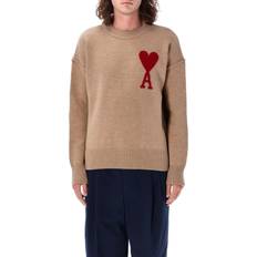 Marrón - Mujer Suéteres AMI A Heart Crew Neck Jumper - Camel/Red