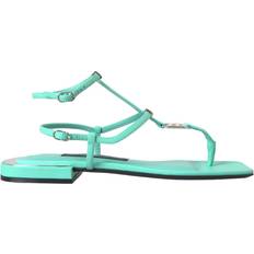 Dolce & Gabbana Sandalias Dolce & Gabbana Aqua Green Leather Ankle Strap Flats SandalerSko No Color