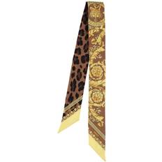 Versace Women Accessories Versace Printed Silk Bandeau Scarf Chestnut (01)