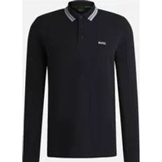 S Polo Shirts BOSS Plisy Long Sleeve Polo Shirt Navy Mens