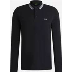 BOSS Plisy Long Sleeve Polo Shirt, Navy