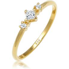 Damen - Verlobungsring Ringe Elli DIAMONDS Prinzessschliff Diamant (0.13 ct) 585 Gelbgold Ringe ct Damen