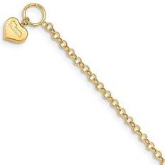 Bracelets Finest Gold 14K Yellow Gold Puffed Mom Heart Toggle in. Bracelet