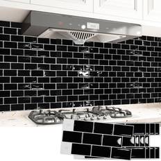 Piastrelle Art3d 20-Pack Kitchen Backsplash Tile Peel and Stick, 12" x 6" Black