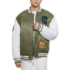 Guess Men Outerwear Guess Men's Tyler Varsity Bomber Jacket Olive White