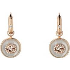 Gucci Rose Gold Earrings Gucci Interlocking Women's 18ct Rose Gold Mother of Pearl Drop Earrings Rose Gold/White