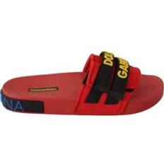 Nylon Badesandaler Dolce & Gabbana Red Black Logo Beachwear Flats SandalerSko 41, Black and Red, Color_Multifarver, Dame, EU36/US5.5, EU40/US9.5, Flat Shoes Women Shoes, Material: 60% Nylon 20% PU 15% Polyester 5% Elastane, Multifarver, New with tags, Sort Rød