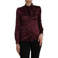 One Size - Women Blouses Dolce & Gabbana Silk Ascot Collar Blouse Brown