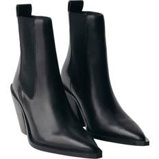 Mango Boots Mango Leather Pointed Ankle Boots Kvinde Black Snøresko Læder hos Magasin