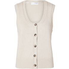 Dame - Hvid Veste Selected Femme Strikket vest med knapper cremehvid