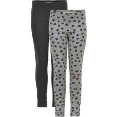 Minymo Svedundertøj Minymo Kid's Sweat Leggings with AOP (2-Pack) Leggings 146 grå