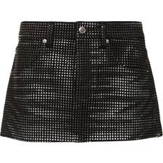 Alexander Wang Black All Over Distressed Crystal Miniskirt WASHED BLACK 011 WAIST