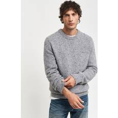 Gant Grey Jumpers Gant mens neps wool crew neck jumper