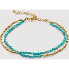 Quartz Bracelets Monica Vinader Nugget Turquoise and Rice Bead Layered Bracelet, Gold