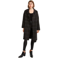 Women - Yellow Coats Belle & Bloom Publisher Double-Breasted Wool Blend Coat Black Plaid Black