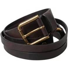 Gold Belts Dolce & Gabbana Dark Brown Leather Gold Metal Buckle Dame Belt No Color