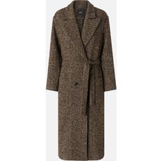 Men Coats on sale Pinko Manteau Long Ceinturé À Chevrons - Marron Camel