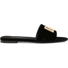 Dolce & Gabbana Women Sandals Dolce & Gabbana Logo Leather Flat Sandals