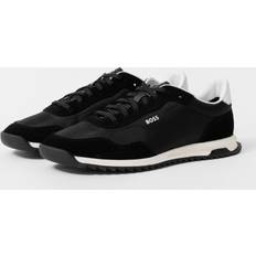 BOSS Textured-fabric lace-up trainers with suede trims