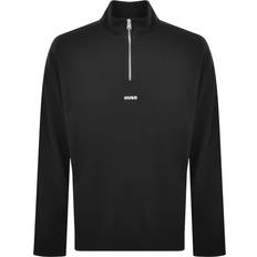 HUGO BOSS M Jumpers HUGO BOSS Durty244 Zip Neck Sweatshirt with Logo Print - Black