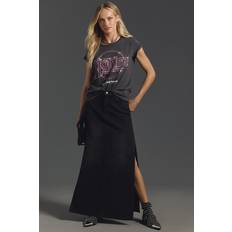 Denim Skirts Mother The Fun Dip Slice Denim Maxi Skirt Black (30)