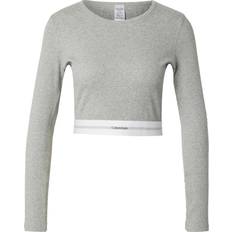 Calvin Klein Dam T-shirts Calvin Klein Jeans Grå L/S Crop Crew