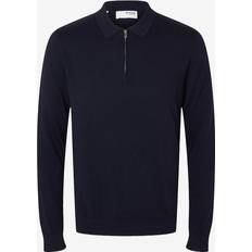 Selected Homme Sweatere Selected Homme Strikket Langærmet Polo Blå