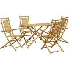 4 Patio Dining Sets vidaXL Garden 5 Piece Bamboo Patio Dining Set, 1 Table incl. 4 Chairs