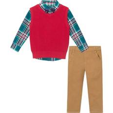 Bon_marché Costumes Andy & Evan Kids Navy Blue Plaid Buttondown Sweater Vest Set, Checkered Maroon, 3Y) Maisonette